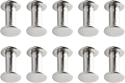 Miniatura 9 de Aicosineg 20 tornillos Phillips M5x6mm de fijación para cinturón, hebilla de acero al carbono, cabeza cruzada, tornillos Chicago, cierre de cuero