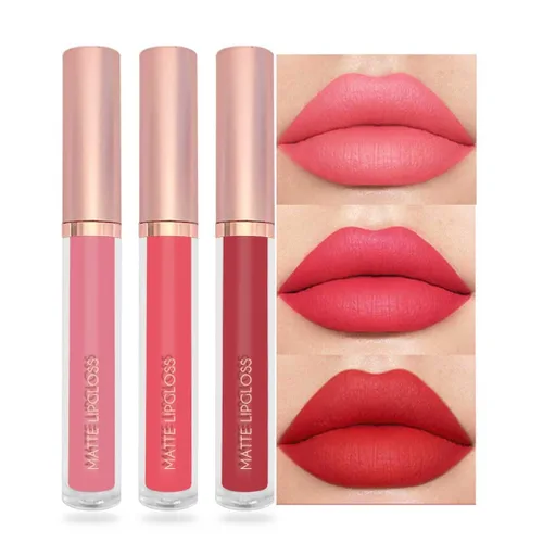 Miniatura 10 de BestLand Juego de 3 lápices labiales líquidos rojos atrevidos, seductores, brillo de labios mate de larga duración, impermeable, alto pigmento a