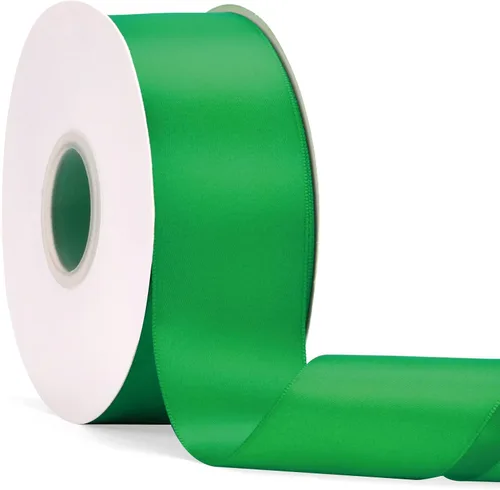 Miniatura 22 de Cinta de satén de doble cara verde manzana de 1-1/2 pulgadas x 50 yardas, cinta de color sólido de alta densidad, ideal para manualidades, envoltura