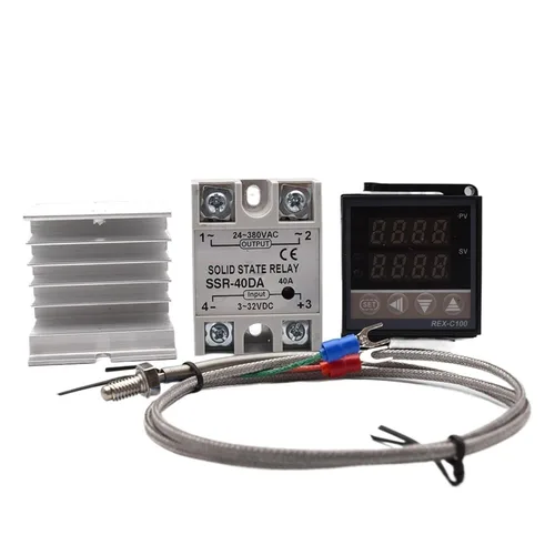 Miniatura 2 de Controlador digital de temperatura REX-C100 REX C100 Termostato + 40DA SSR Relé+Termopar K Sonda de 3.3 ft (juego B)
