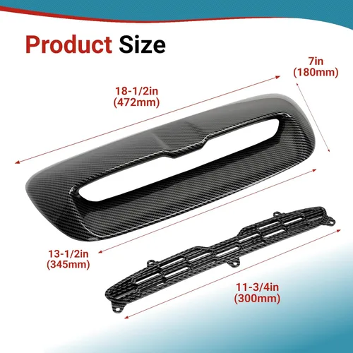 Miniatura 3 de Kojem Capó Rejilla de Ventilación de Entrada de Aire Cubierta Compatible con Mini Cooper S R55 R56 R57 R58 R59 2007-2013 Negro Pintado-negro