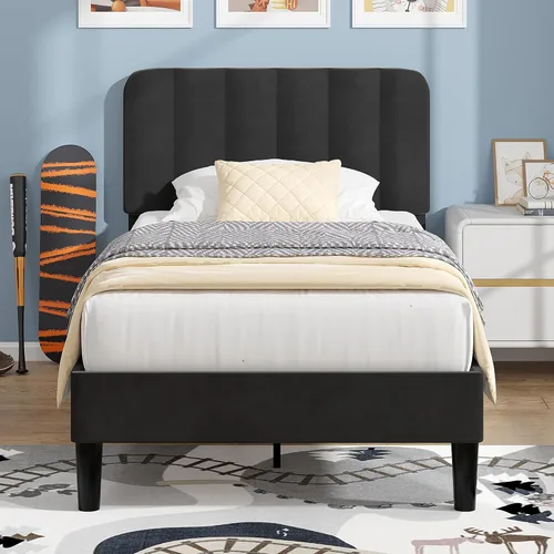 Miniatura 33 de VECELO Marco de Cama Tapizada Tamaño Full con 4 Cajones y Cabecero, Marco de Cama Plataforma de Almacenamiento de Terciopelo, Soporte de Listones