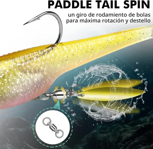 Miniatura 3 de TRUSCEND Shadtale Easy Catch Soft Fishing Lures with BKK Hooks - Trembly Sinking and Vibrating Swim for More Bites, Pre-Rigged Swimbaits for Bass