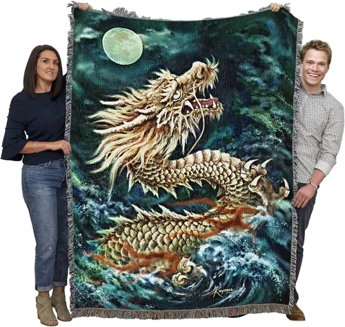 Pure Country Weavers Kayomi Harai - Manta de dragón para regalo de fantasía tejida de algodón, fabricada en los Estados Unidos (72 x 54 pulgadas)