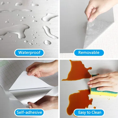 Miniatura 6 de Cre8tive Papel de contacto de papel de aluminio plateado de 24 x 118 pulgadas de ancho, impermeable, a prueba de aceite, resistente al calor