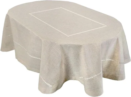 Miniatura 5 de Grelucgo Mantel pequeño de doble dobladillo de color sólido natural para mesa de café, redondo de 36 pulgadas