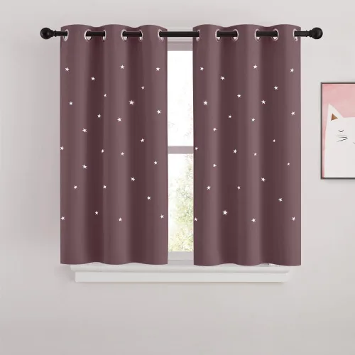 Miniatura 8 de NICETOWN Cortinas infantiles perforadas, cortinas marroquíes con estrellas azules para dormitorio de niñas, gruesas y suaves, para oscurecer la Azul