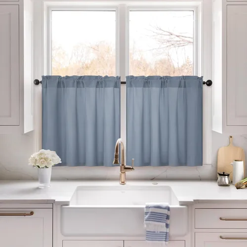 Miniatura 60 de HOMEIDEAS Cortinas Transparentes de Privacidad Blancas No Transparentes, 52 X 45 Pulgadas de Largo 2 Paneles Cortinas Transparentes Filtradoras