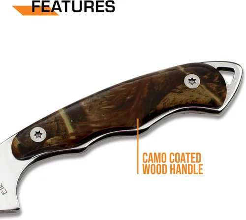 Miniatura 5 de Elk Ridge ER-059 Series Cuchillo de caza de hoja fija, hoja de borde recto, mango de madera, 7 pulgadas de longitud Marrón Pakkawood