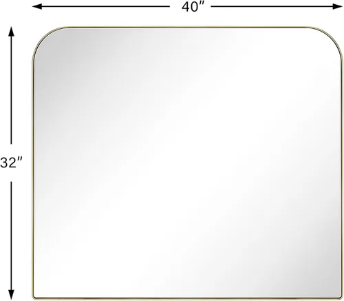 Miniatura 6 de Espejo de arco de latón cepillado de 32 x 40 pulgadas, espejo de esquina redondeada arqueado para baño, sala de estar o tocador