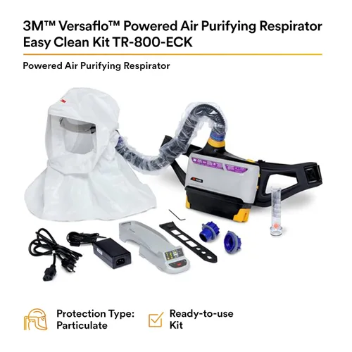 Miniatura 3 de 3M Respirador PAPR, kit de respirador purificador de aire alimentado por Versaflo, TR-800-ECK, intrínsecamente seguro, aprobado por NIOSH, listo