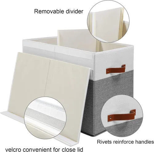 Miniatura 4 de Gowee Caja grande de almacenamiento de juguetes con tapa, cesta organizadora de juguetes resistente con divisores para niños, niñas, guardería, Gris