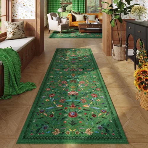 Miniatura 31 de Alfombra de entrada vintage con medallón floral de 2 x 3 pulgadas, lavable a máquina, alfombra de entrada de pelo bajo, suave, pequeña, alfombra