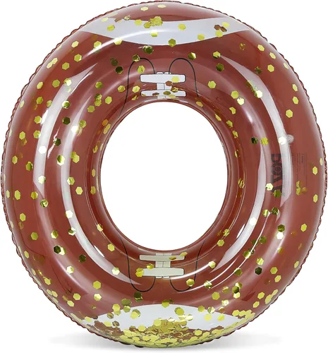 Miniatura 28 de POZA Flotador de Tubo Inflable para Piscina – Anillo de natación de confeti brillante, Tubo Inflable de Servicio Pesado Resistente a los Rayos UV Oro
