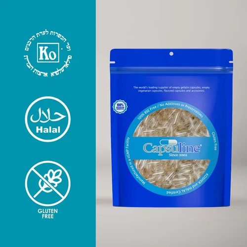 Miniatura 5 de Capsuline Tamaño 00 – Cápsulas de gelatina vacías transparentes – Cápsulas vacías de gel – Relleno de cápsula de píldora bovina pura – Cápsulas