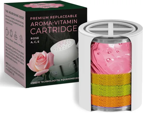 AquaHomeGroup Cartucho de filtro de ducha con vitamina C E y A con aroma a rosa, reduce el cloro y la cloramina, apoya la piel y el cabello, se