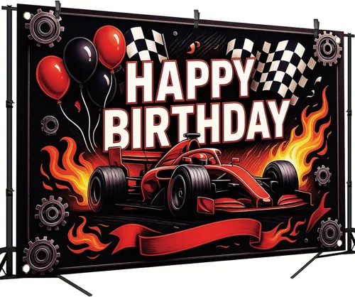 Miniatura 3 de Telón de Fondo Pancarta de Feliz Cumpleaños de Carreras de Fórmula 1 Fondo de Fotografía de Auto F1 Decoraciones de Fiesta de Carreras Suministros