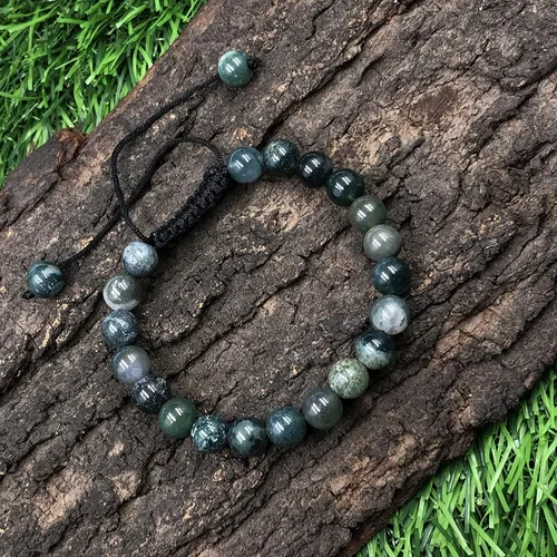 Miniatura 5 de AAA MUSS AGATE - Cuentas de cristal de piedras preciosas naturales para curación natural, unisex, pulseras de macramé ajustables de 0.315 in