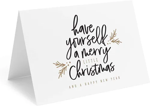 Miniatura 4 de Bliss Collections Tarjetas de felicitación navideñas con sobres, diseño navideño plegado/tienda de campaña de 4 x 6 pulgadas en dorado y negro