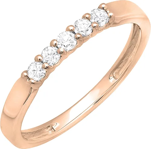 Miniatura 119 de Dazzlingrock Collection Anillo de boda redondo de 5 piedras preciosas o diamantes para mujer en oro macizo de 10 K/14 K/18 K