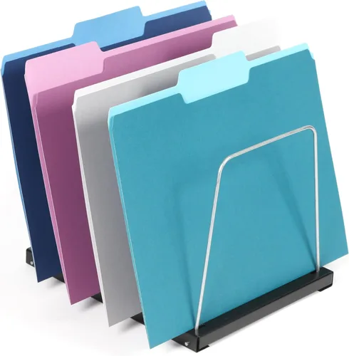Huron Alambre de acero ajustable vertical 4-Slot escritorio carpeta carpeta organizador almacenamiento