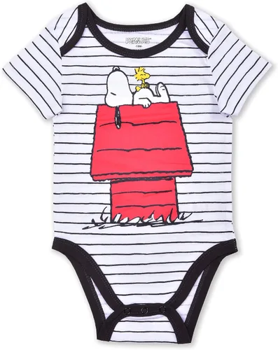 Miniatura 2 de Peanuts Snoopy Paquete de 4 paquetes de manga corta, conjunto de mameluco para bebé, talla 6M