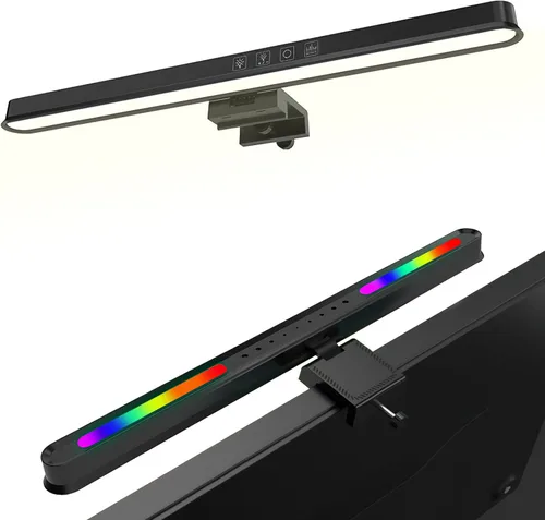 HomeBeyond Barra de luz para monitor, lámpara de trabajo LED USB para pantallas planas, lámpara de escritorio regulable para el cuidado de los ojos