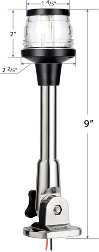 Miniatura 2 de MARINE SYSTEM Hecho 3-NM Luz LED plegable para popa de lancha redonda 360° para anclaje de lancha para pontón y lancha de pesca, 12-24V