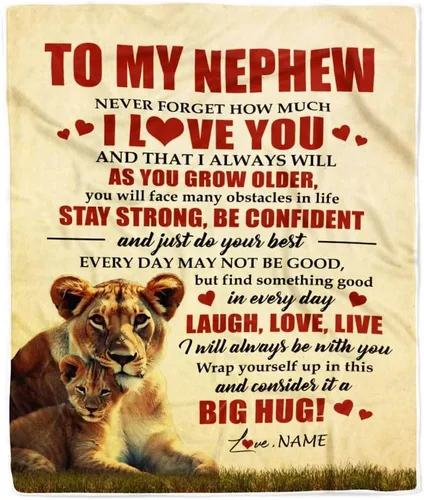 Miniatura 25 de Manta personalizada con texto en inglés «To My Nephew from Aunt Auntie Uncle You Will Never Lose Lion Nephew, cumpleaños, graduación, Navidad, manta