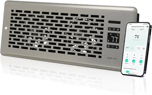 SANYCASA Ventilador impulsor de registro para agujeros de registro de 4 x 12 pulgadas, ventilador impulsor de ventilación silencioso con termostato