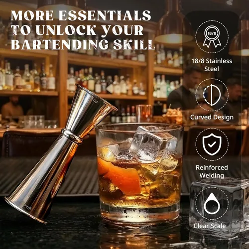 Miniatura 2 de KITESSENSU Jigger para bartending, Jigger japonés de 2 onzas, 1 oz con medidas en el interior, taza medidora doble de acero inoxidable 304