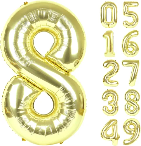 Miniatura 83 de Globo de cumpleaños número 4 dorado de 40 pulgadas, globos gigantes del número cuatro 14 24 34 40 44 2024, globos grandes de lámina de mylar para Oro