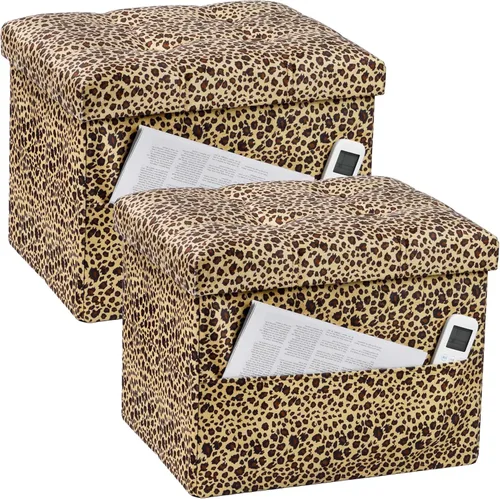 Miniatura 18 de Bsketa Otomana Taburete Reposapiés de Almacenamiento, Banco Pequeño de Otomanas de Almacenamiento de Cuero, Taburete Plegable con Tapa con Asas