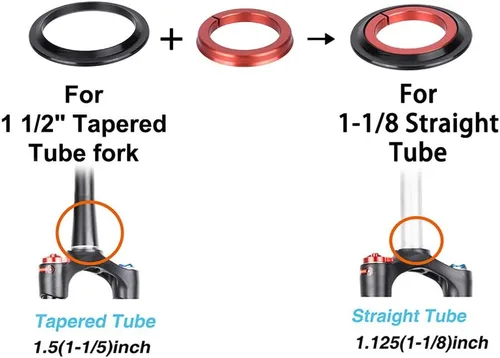 Miniatura 2 de SUNGOOYUE Auriculares para bicicleta, 42 2.047 in bicicleta de carretera delantera Tenedor auricular cónico tubo recto para bicicleta de rodamiento
