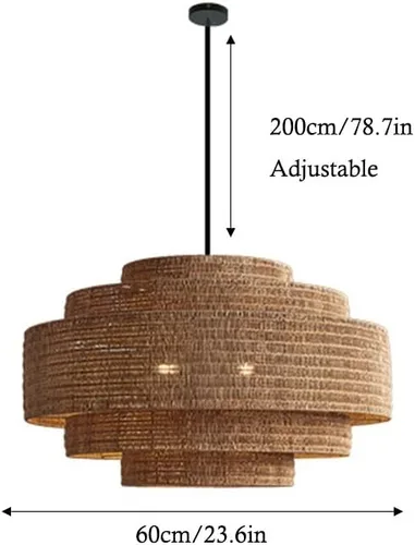 Miniatura 7 de Wabi-sabi - Lámpara colgante de ratán estilo comedor, tejida a mano, retro, B&B, lámpara colgante de techo, isla de hotel, cocina, restaurante, sala