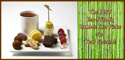 Miniatura 8 de Gmark Púas de cóctel de bambú de 4.5 pulgadas, 300 unidades, brochetas de nudo de bambú, puntas trenzadas con nudo en bucle perfectas para cócteles