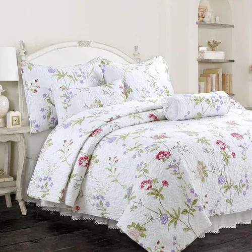 Miniatura 23 de Cozy Line Home Fashions - Juego de ropa de cama, colcha reversible con dulce estampado floral durazno y rosa claro en 3D con parches reales 100 %