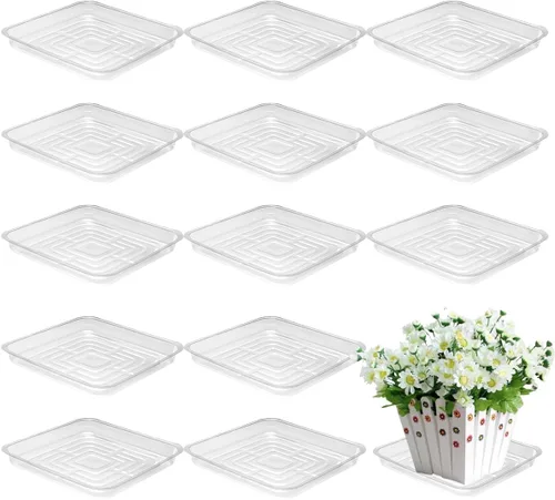 Miniatura 17 de Paquete de 30 platillos de plantas para interiores, bandejas de plantas de 4 pulgadas para macetas, bandejas de plástico para plantas, bandejas