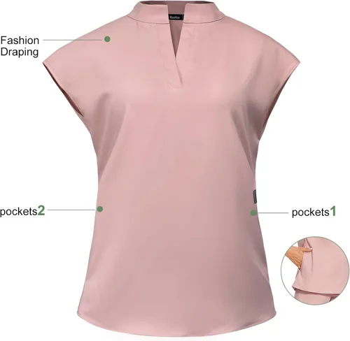 Miniatura 2 de NiaaHinn Conjunto de ropa quirúrgica para mujer con parte superior y pantalón deportivo con bolsillo con cremallera, uniforme mediano