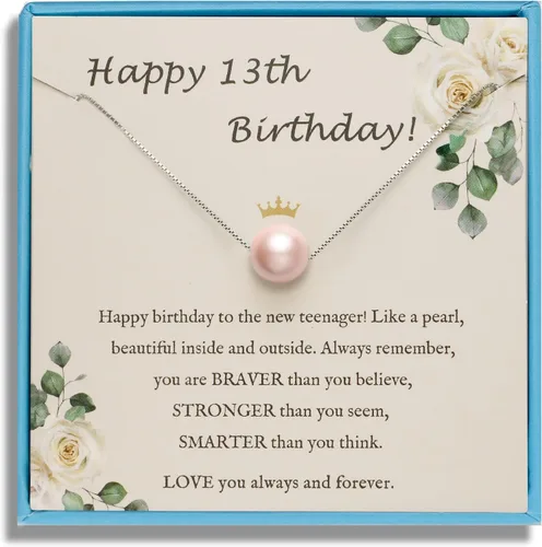 Miniatura 33 de Sereney Regalos de cumpleaños para niñas y mujeres, collar de perlas de plata esterlina como regalo de cumpleaños de 7, 9, 10, 11, 13, 15, 16, 18