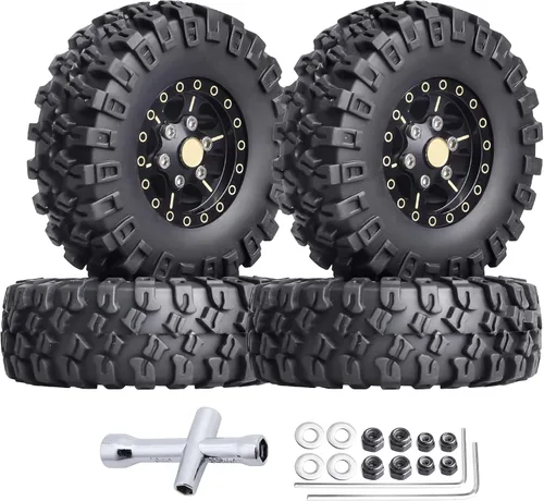 HobbyPark Ruedas y neumáticos Beadlock de latón 1.0 para Traxxas TRX4M Piezas de actualización Axial SCX24 1/24 RC Crawler Reemplazo (paquete de 4)