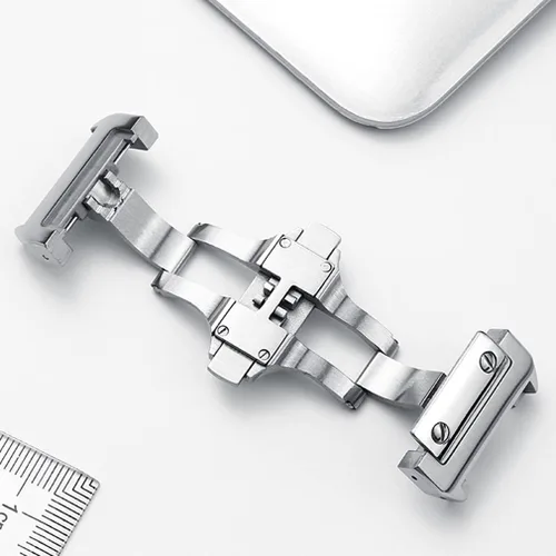 Miniatura 8 de Cierre desplegable de acero inoxidable de 0.709 in 0.827 in con hebilla plegable de mariposa, accesorios de repuesto para correas de reloj de cuero