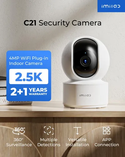 Miniatura 2 de IMILAB C21 Paquete de 2 Cámaras de Seguridad de 2.5K para Interiores, Cámara de Habitación con Vista de 360°, Cámara para Mascotas con Aplicación