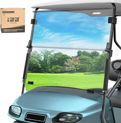 Miniatura 10 de 10L0L Parabrisas para carrito de golf EZGO TXT a gas y eléctrico 1995 en adelante, plegable, anti-UV y resistente a los impactos, Transparente