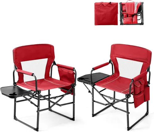 Miniatura 8 de VINGLI Sillas de campamento, silla de directores, silla de camping con mesa auxiliar y bolsa de transporte, sillas de campamento resistentes