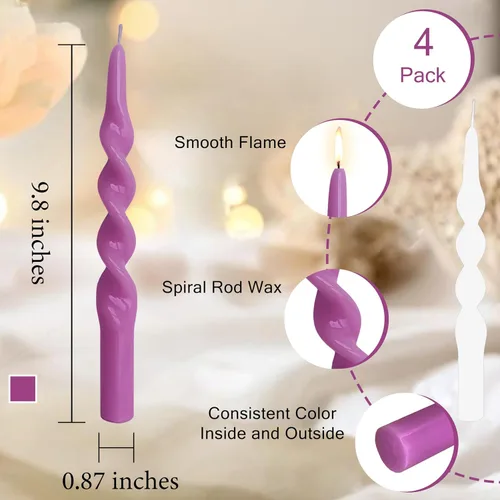 Miniatura 3 de Velas cónicas en espiral de 10 pulgadas, velas de adviento retorcidas sin goteo, sin aroma, velas largas, candeleros hechos a mano para decoración