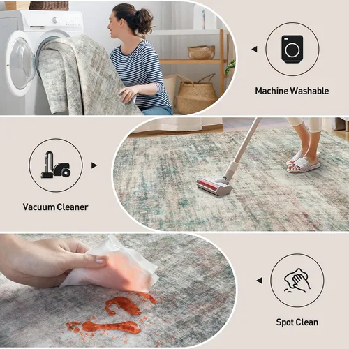 Miniatura 2 de Alfombras de Pasillo Lavables de 2'6''x8': Alfombra de Pasillo Moderna Abstracta para Interiores, Suave, Pelo Bajo, Alfombra Delgada, Multi