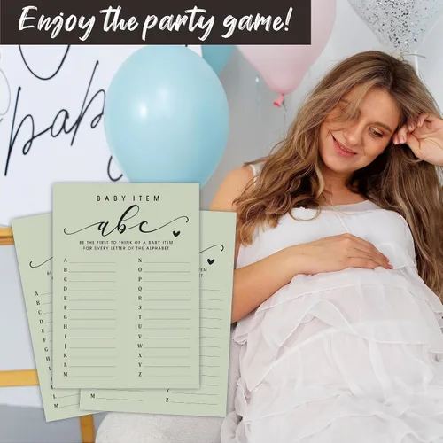 Miniatura 4 de NYCTUG 30 tarjetas de juego ABC para artículos de bebé, juego del alfabeto de relleno de 5 x 7 pulgadas para baby shower, revelación de género
