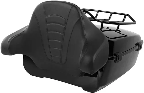 Miniatura 3 de TCMT Caja de maletero King para motocicleta con respaldo y montaje para dos personas, compatible con Harley 2009-2013 Touring Road Street Electra
