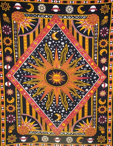 Miniatura 7 de ICC - Tapiz de teñido anudado de sol ardiente morado, celestial, luna, planeta, bohemio, para colgar en la pared, bohemio, hippie, hippie, tapiz
